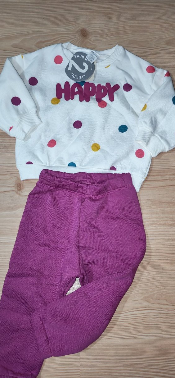 Renkli Baskılı Uzun Kollu Örgü Bebek Kız Takımı - Görsel 4