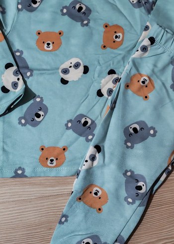 Renkli Baskılı Mavi Çocuk Pijama Takımı - Görsel 3