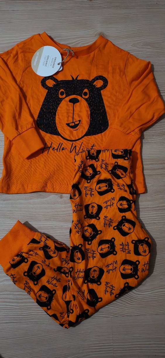 Turuncu Baskılı Erkek Pijama Takımı - Görsel 2