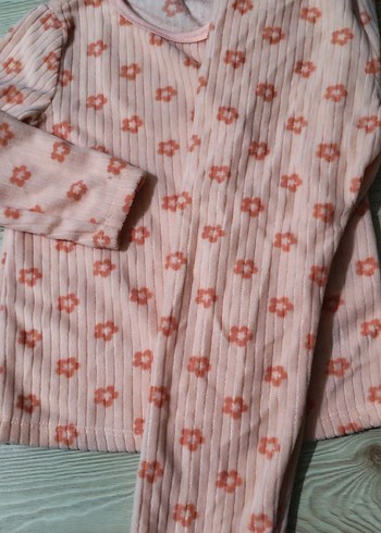 Pembe Çiçek Desenli Bebek Kız Pijama Takımı - Görsel 5