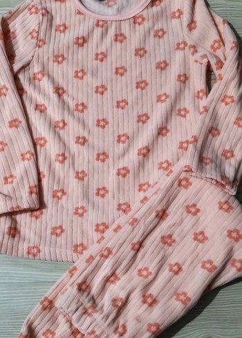 Pembe Çiçek Desenli Bebek Kız Pijama Takımı - Görsel 6