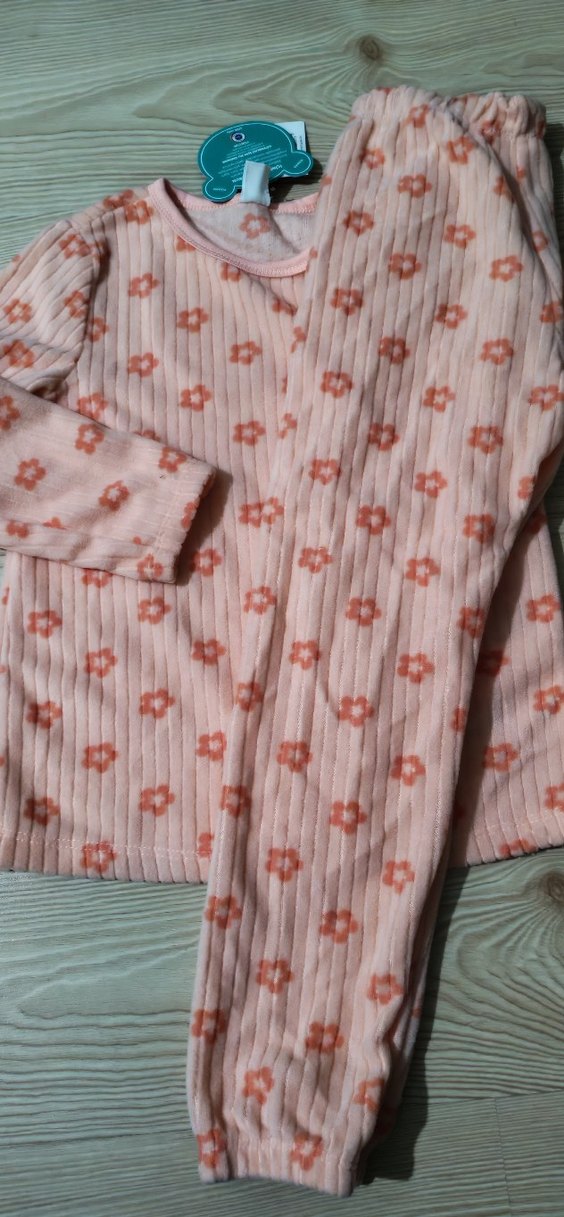 Pembe Çiçek Desenli Bebek Kız Pijama Takımı - Görsel 5