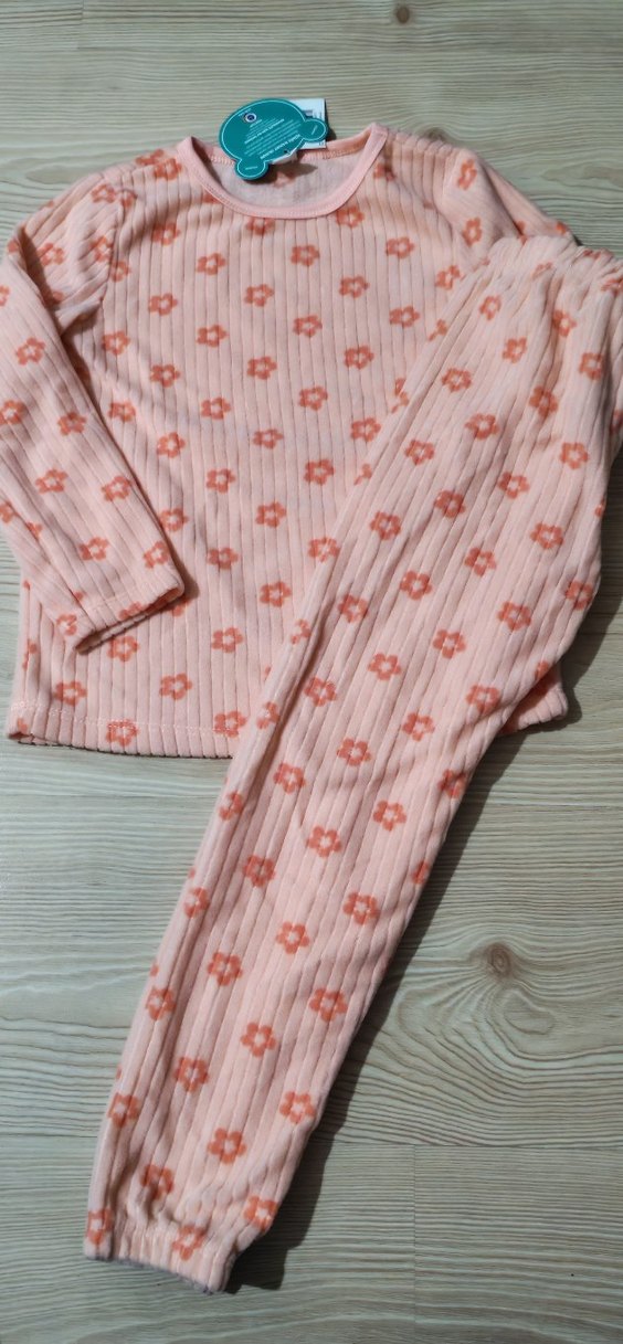 Pembe Çiçek Desenli Bebek Kız Pijama Takımı - Görsel 3