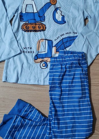 Mavi Baskılı Erkek Bebek Takımı - Görsel 3