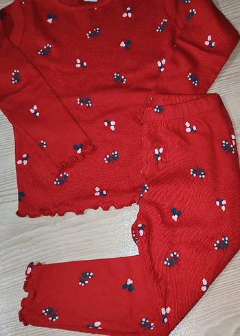 Kız Bebek Kırmızı Desenli Uzun Kollu Takım - Görsel 7
