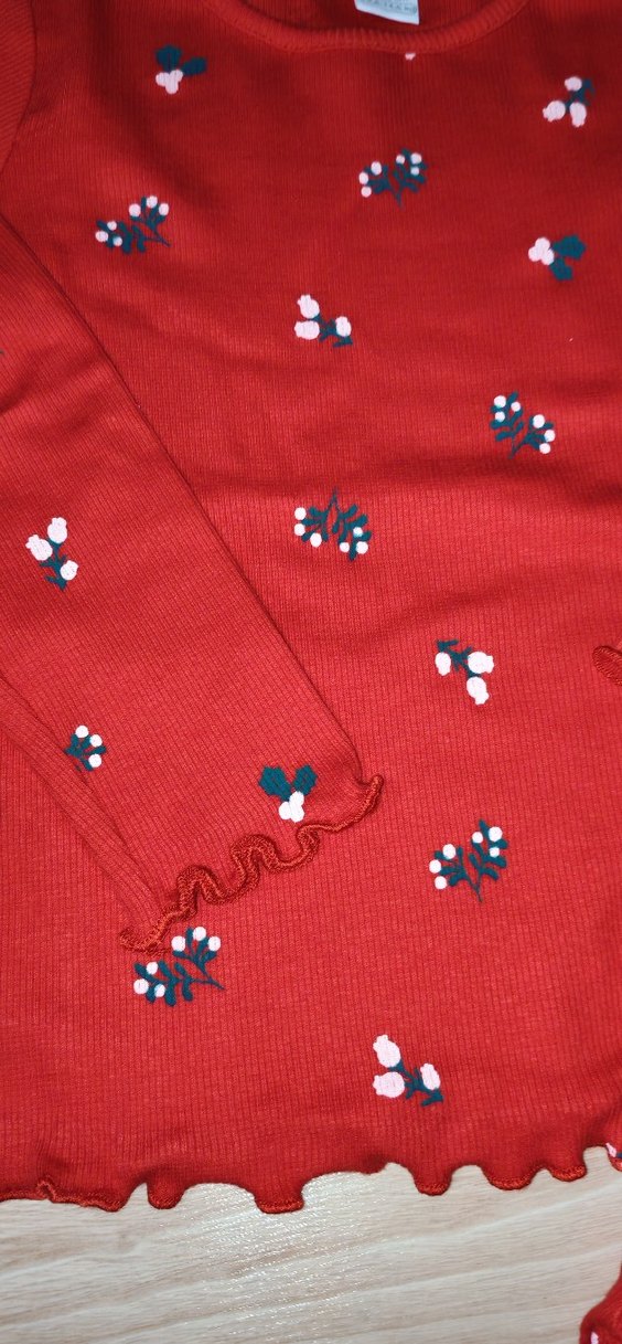 Kız Bebek Kırmızı Desenli Uzun Kollu Takım - Görsel 5