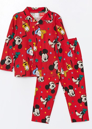 Renkli Mickey Mouse Baskılı Erkek Pijama Takımı