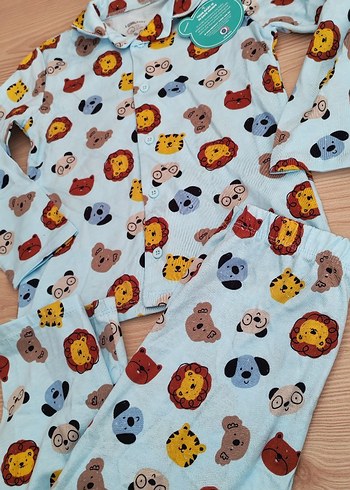 4 Yaş Beden çeşitli Renk Renkli Baskılı pijama takımı