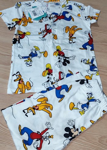 4 Yaş Beden çeşitli Renk Renkli Baskılı Kısa Kollu Erkek Pijama Takımı