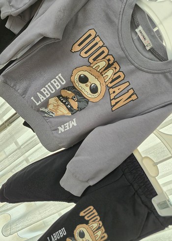 5 Yaş Beden Gri Baskılı Erkek Çocuk Sweatshirt ve Eşofman