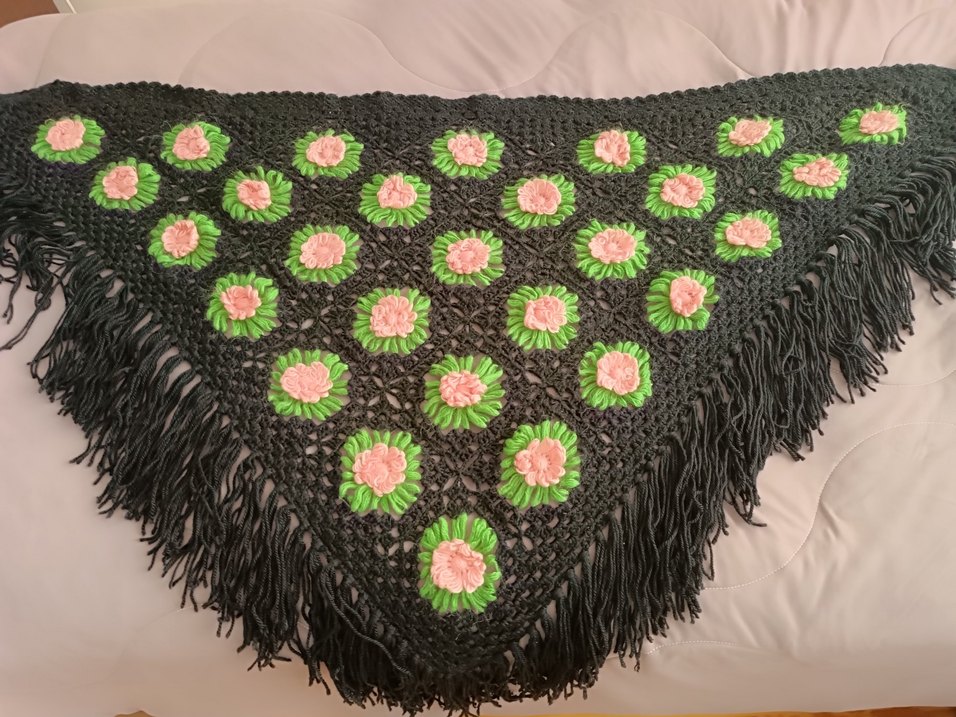 Bohem Çok Renkli Kadın Örgü Şal - Görsel 2