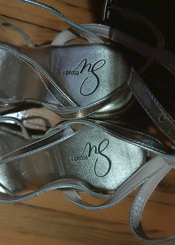 Altin rengi Kadın Dolgu Topuk deri Sandalet - Görsel 5