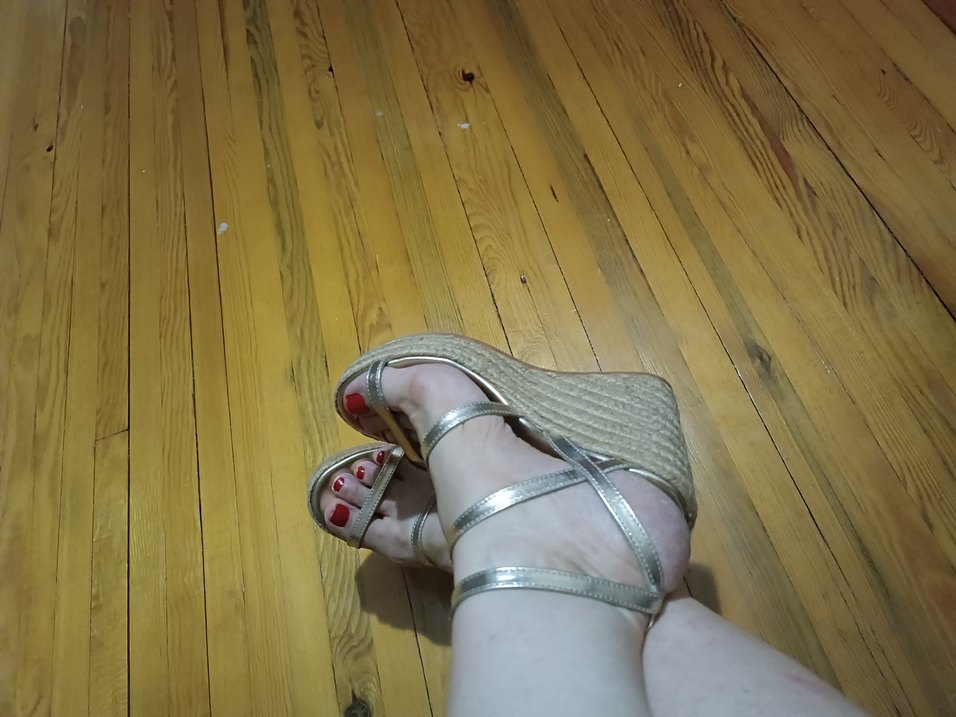 Altin rengi Kadın Dolgu Topuk deri Sandalet - Görsel 2