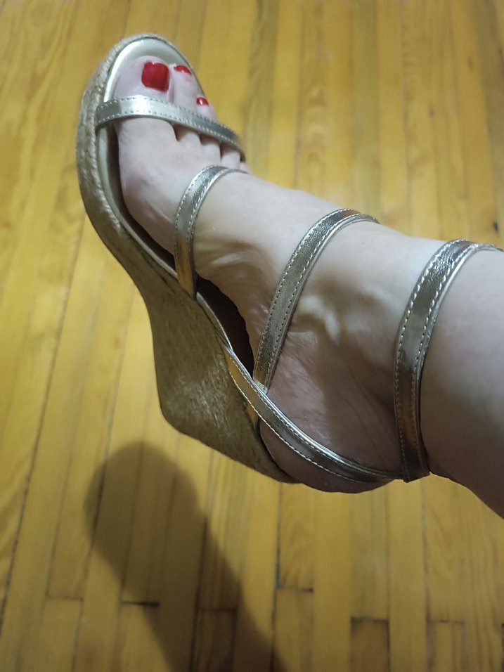 Altin rengi Kadın Dolgu Topuk deri Sandalet - Görsel 3