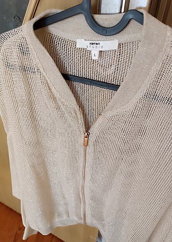 Altın simli Örgü Keten Hırka - Görsel 6