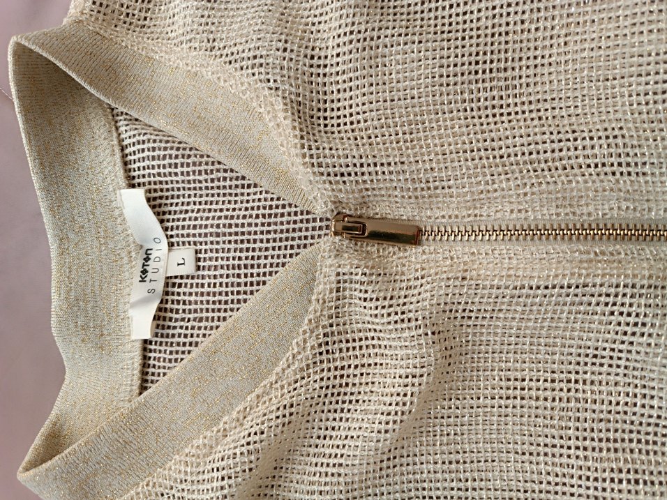 Altın simli Örgü Keten Hırka - Görsel 3