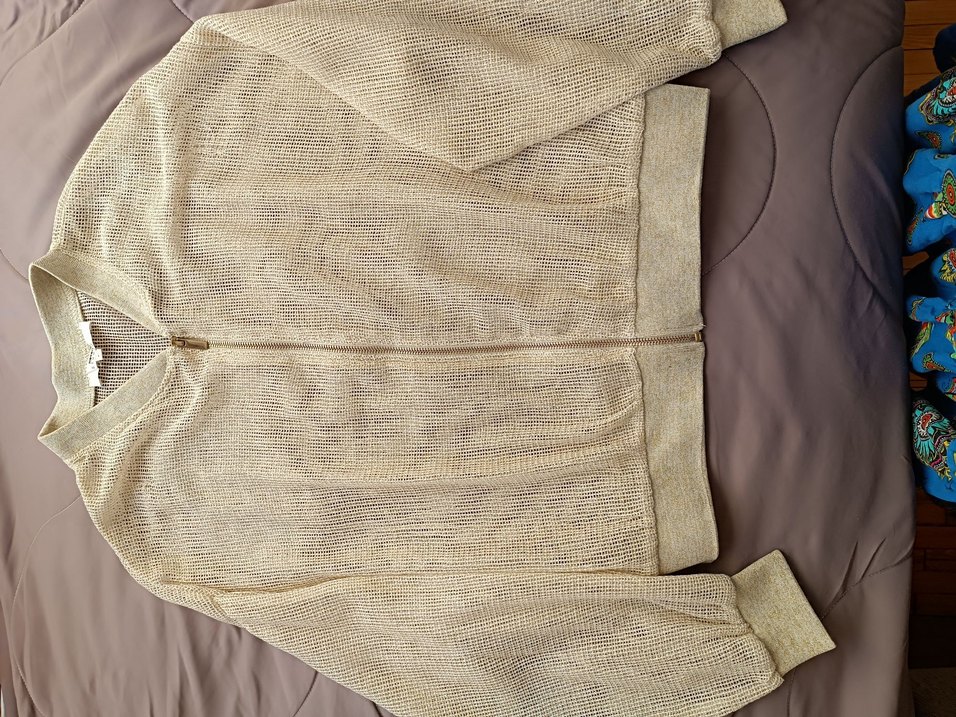 Altın simli Örgü Keten Hırka - Görsel 2