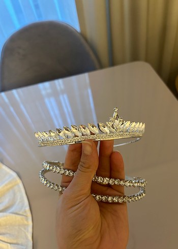 Beyaz Payetli Gelin Tacı - Görsel 2