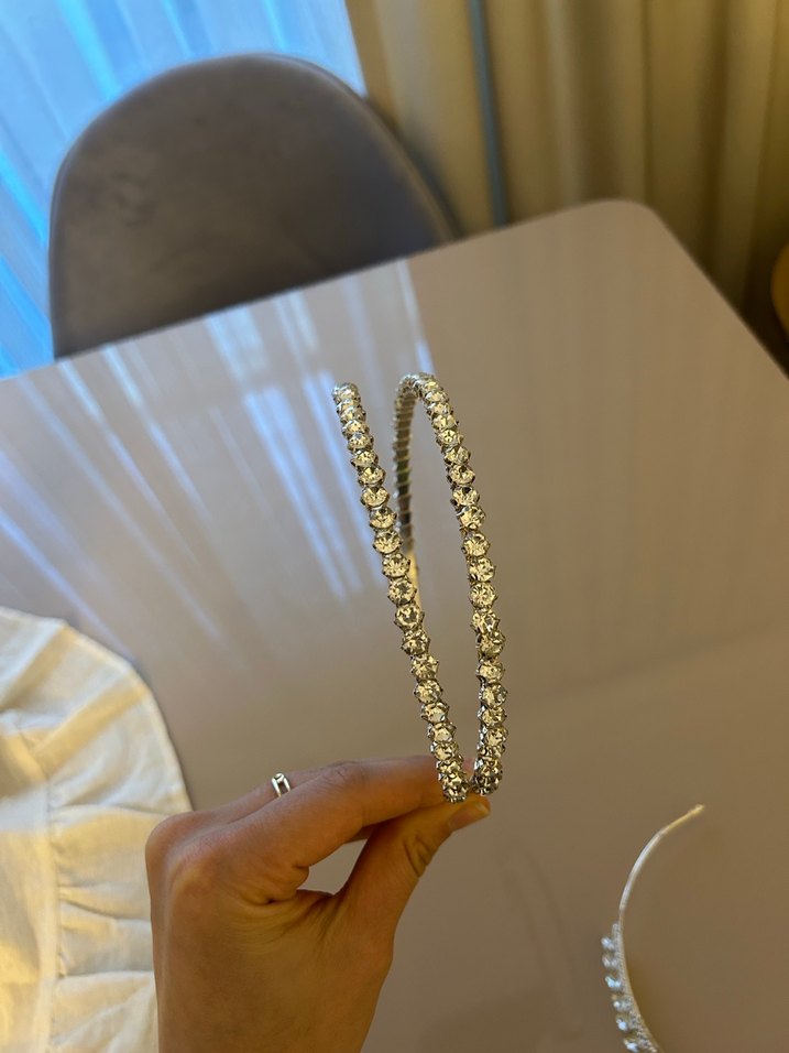 Beyaz Payetli Gelin Tacı - Görsel 3