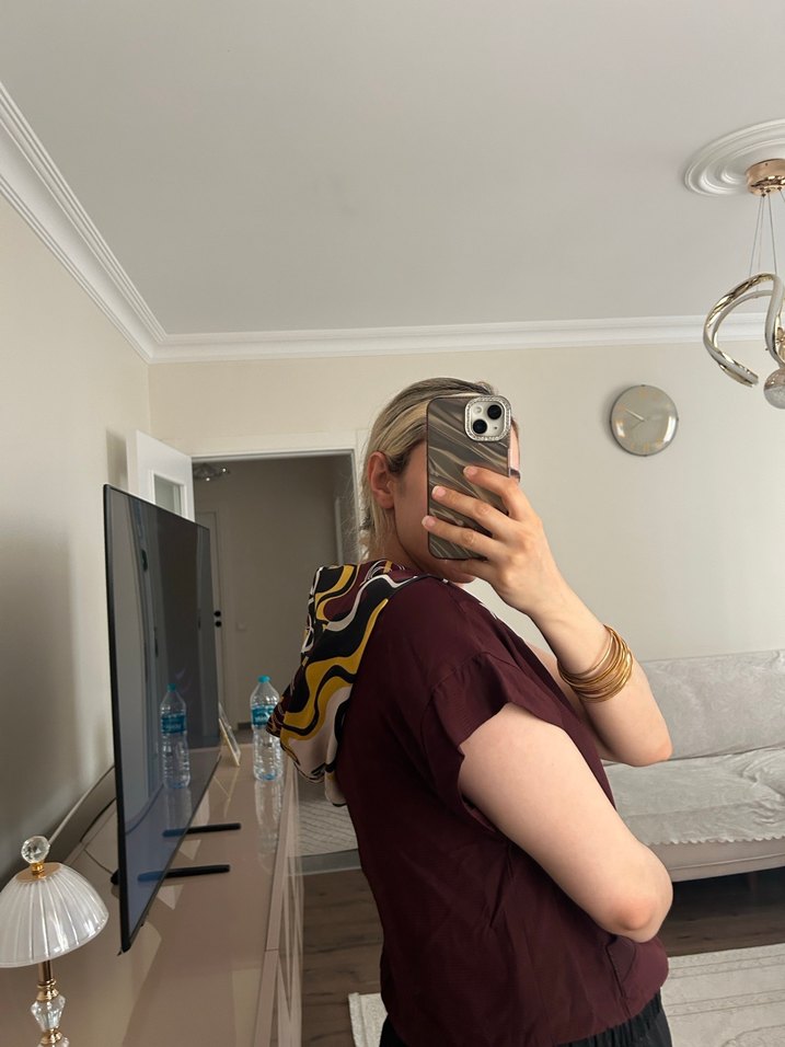 Bordo Bağlamalı Yaka Salaş Kadın Bluz - Görsel 2