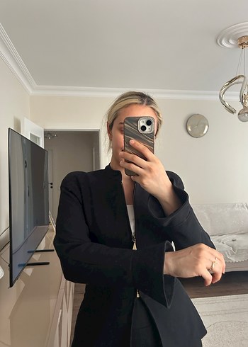 Kadın Siyah Midi Blazer Ceket - Görsel 3