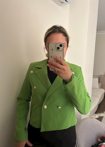 Zara Canli Yesil Cift Sirali Blazer Ceket