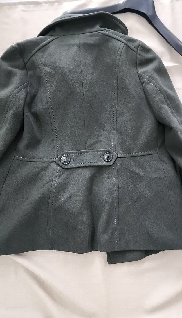 Çift Düğmeli Koyu Yeşil Kaban - Görsel 4