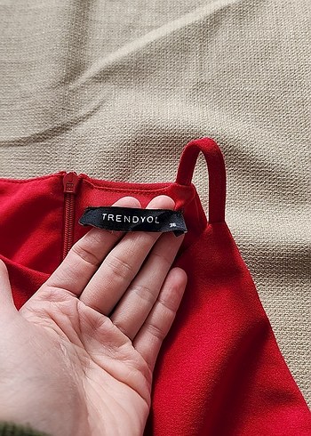 Kırmızı Drapeli Midi Kadın Abiye Elbise - Görsel 2