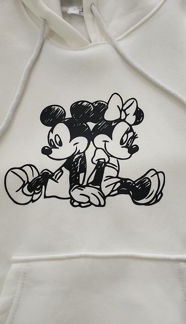 Beyaz Kapüşonlu Baskılı Kadın Sweatshirt - Görsel 2