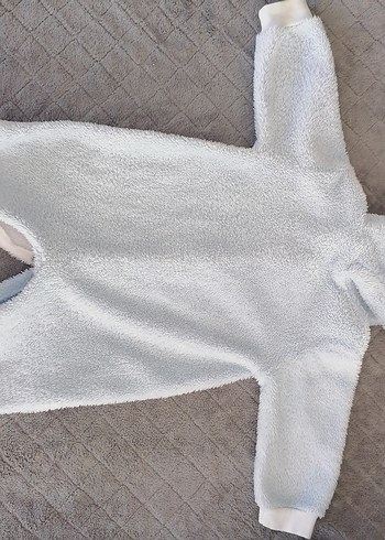 Mavi Kapüşonlu Bebek Tulumu Nakışlı - Görsel 2