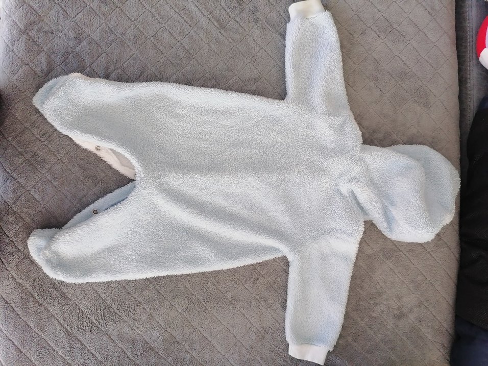 Mavi Kapüşonlu Bebek Tulumu Nakışlı - Görsel 2