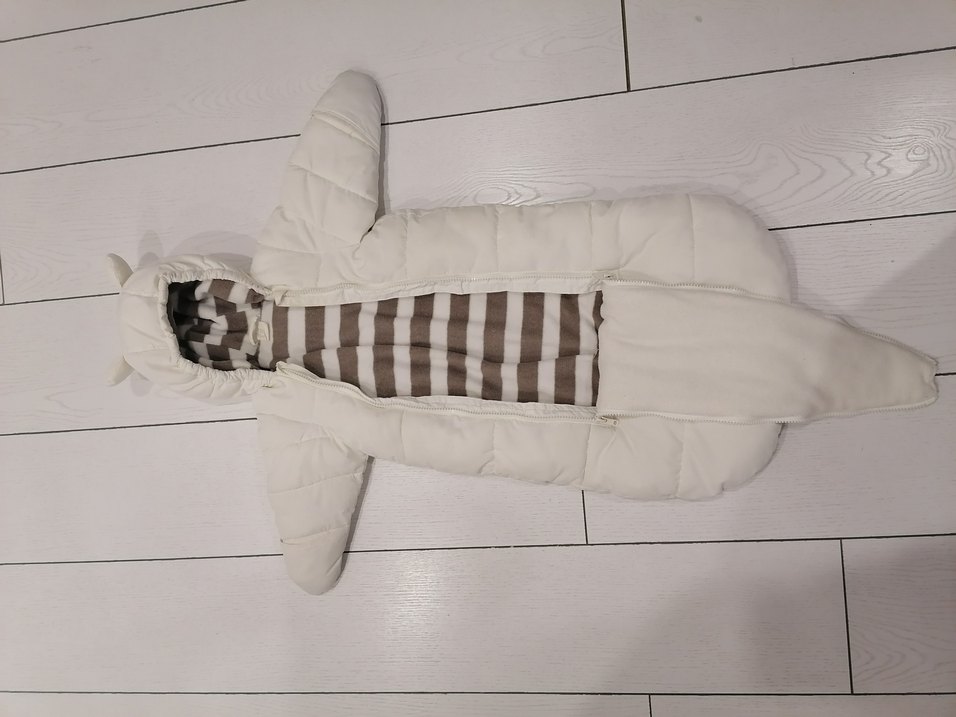 Kürk Detaylı Beyaz Bebek Kış Tulumu - Görsel 2