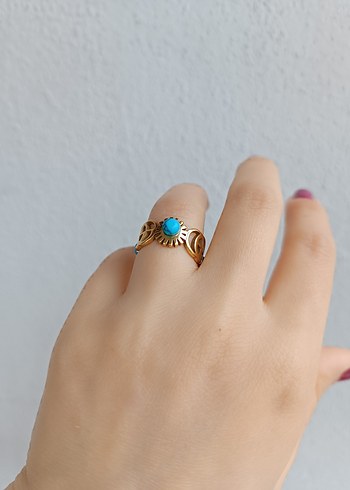Turkuaz Boncuklu Bohem Kadın Yüzük - Görsel 4