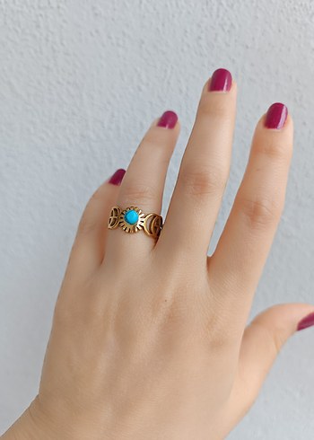 Turkuaz Boncuklu Bohem Kadın Yüzük - Görsel 2