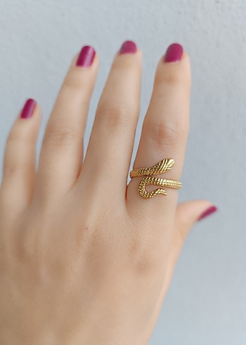 Altın Renkli Yılan Desenli Yüzük - Görsel 2