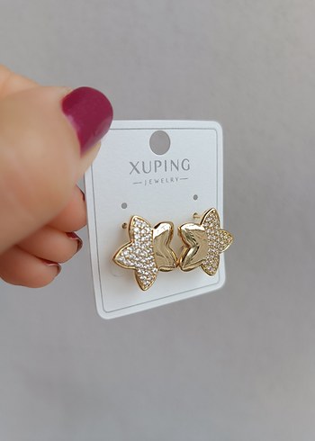 Gold Tasli Yıldız model Küpe - Görsel 3