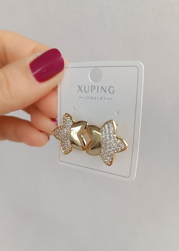 Gold Tasli Yıldız model Küpe - Görsel 2