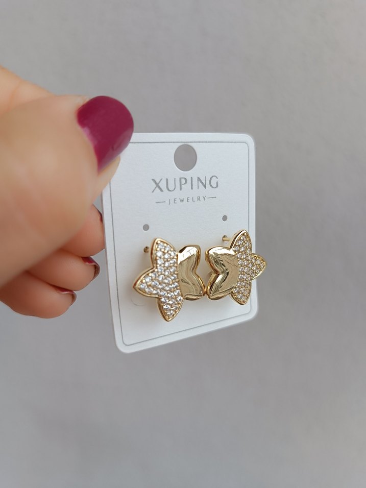 Gold Tasli Yıldız model Küpe - Görsel 3