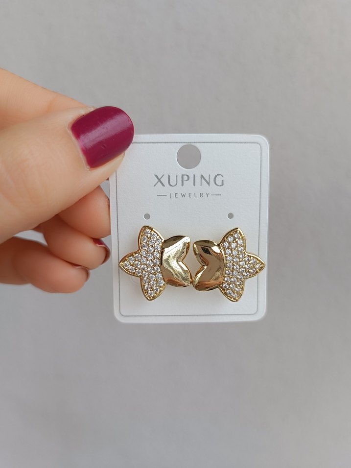 Gold Tasli Yıldız model Küpe - Görsel 4