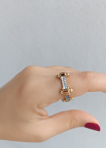 Taş islemeli Altın Renkli Kadın Yüzük - Görsel 3