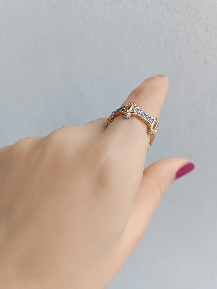 Taş islemeli Altın Renkli Kadın Yüzük - Görsel 2