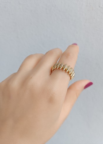 Taş islemeli Altın renkYüzük - Görsel 3