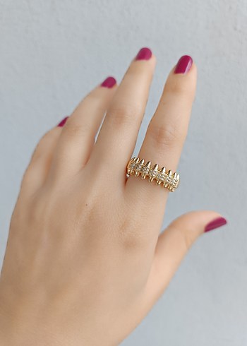 Taş islemeli Altın renkYüzük - Görsel 4