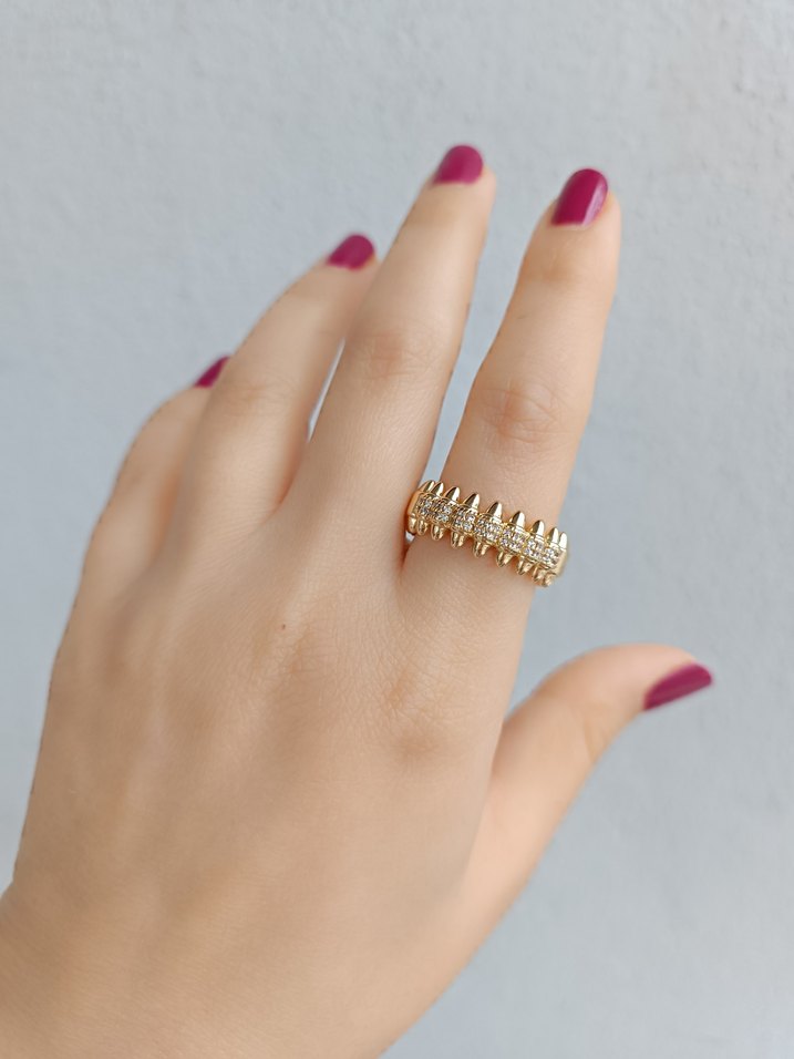 Taş islemeli Altın renkYüzük - Görsel 4