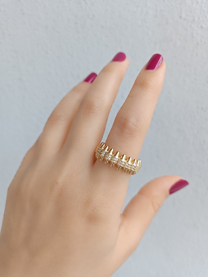 Taş islemeli Altın renkYüzük - Görsel 2