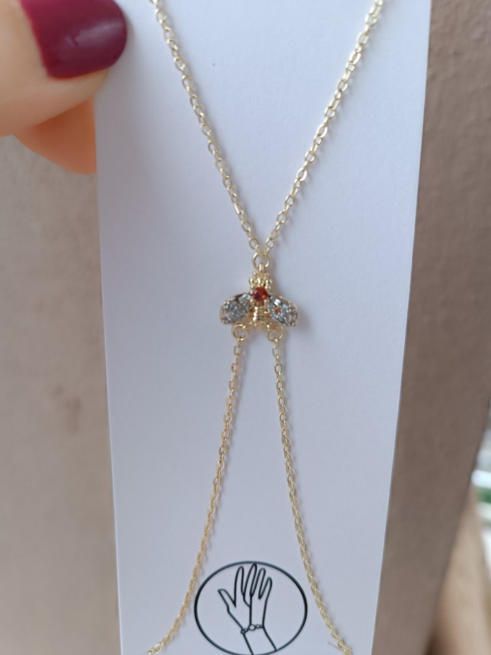 Gold renk taşlı arı model Şahmeran - Görsel 2