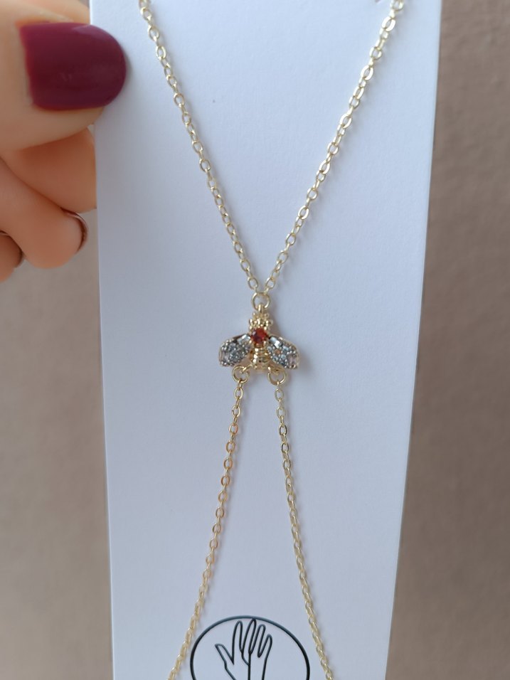 Gold renk taşlı arı model Şahmeran - Görsel 4