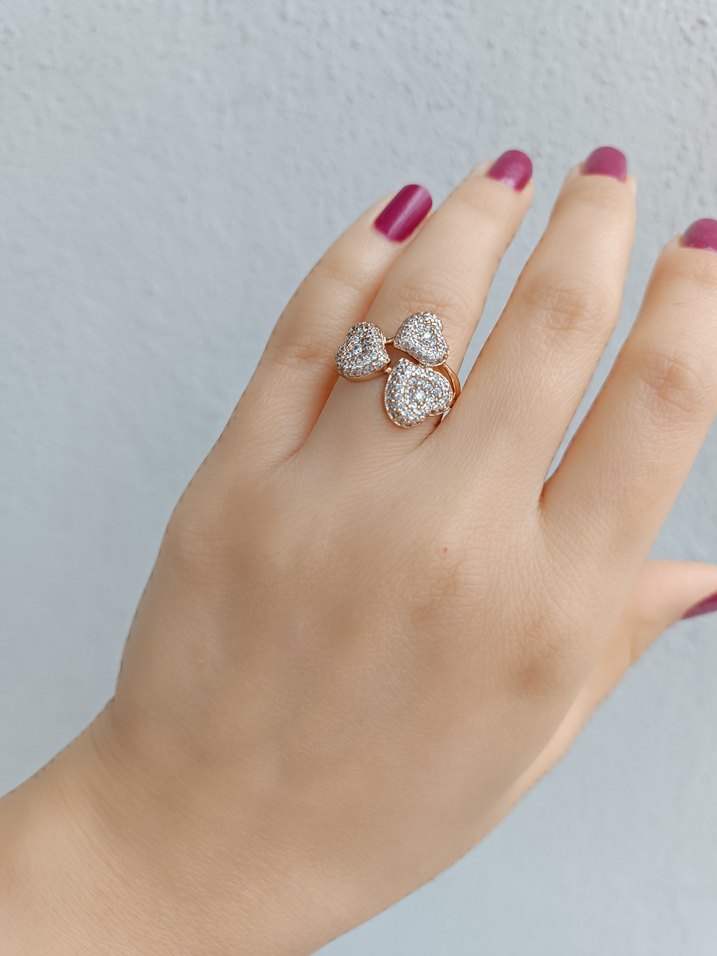 Altasli kalp Motifli Kadın Yüzük - Görsel 4