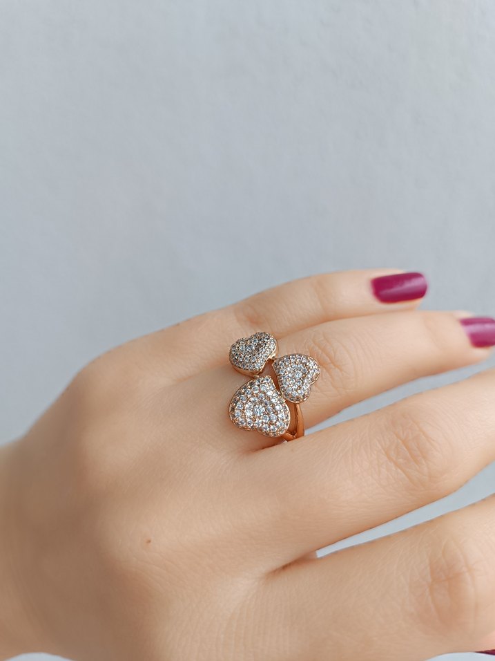 Altasli kalp Motifli Kadın Yüzük - Görsel 3