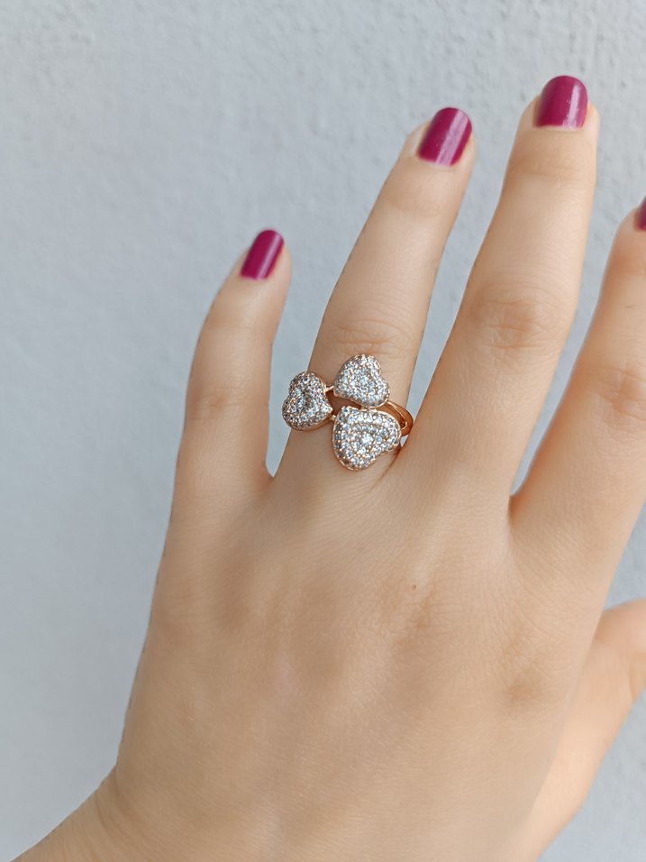 Altasli kalp Motifli Kadın Yüzük - Görsel 2